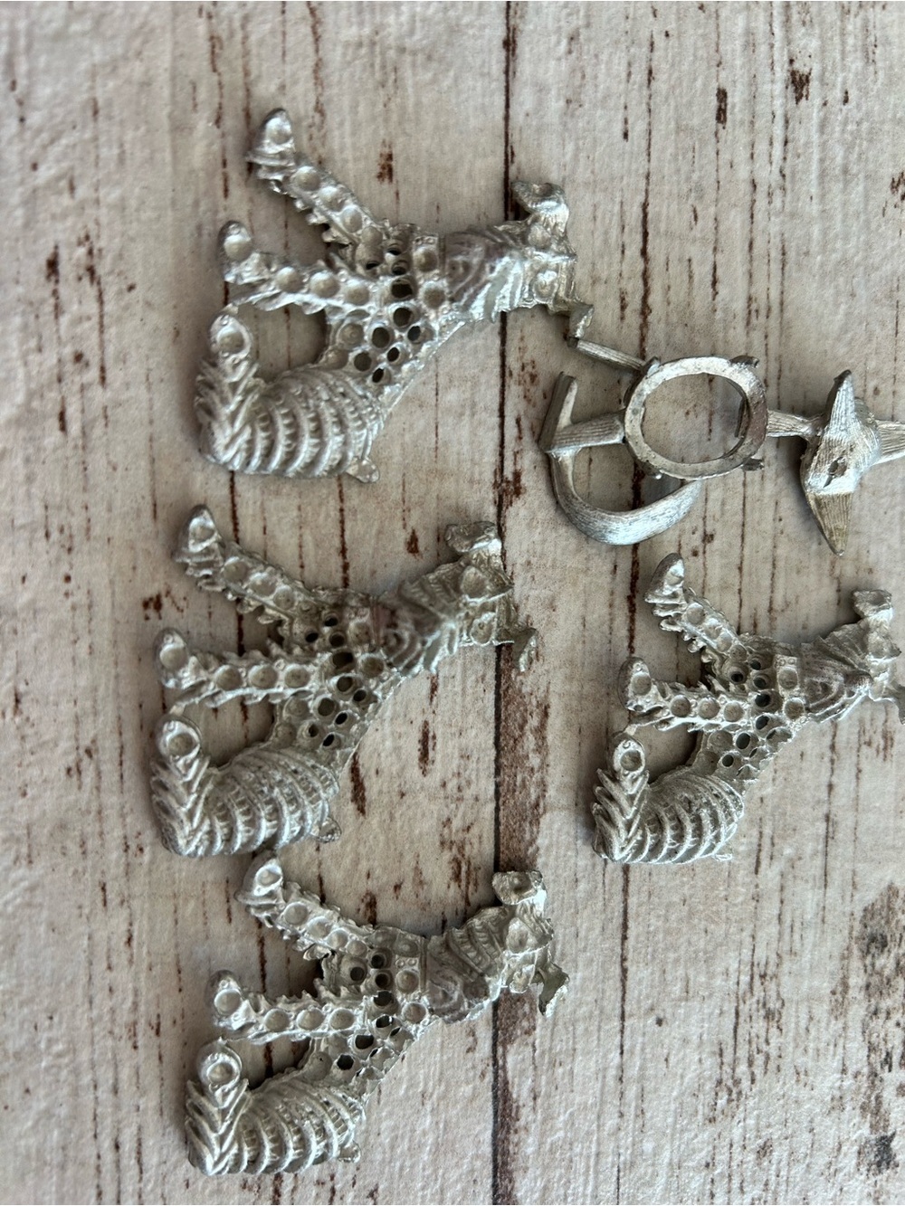4/$100 Antique Silver-Tone Ornate Filigree Findings - 5 Pieces